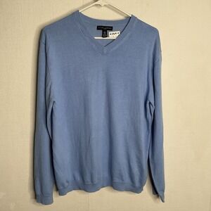Banana Republic‎ Linen V-Neck Sweater Men's Size Large Blue Lightweight Pullover